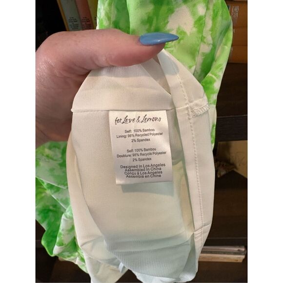 NWT For Love & Lemons Devon Green & White Tie Dye Mini Dress Size Medium - Picture 9 of 11